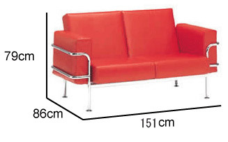 49,300円　ソファー2P／赤いデザイン家具